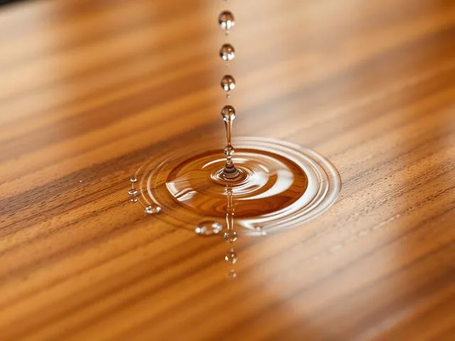 Water beading on a furniture surface protected with HPF